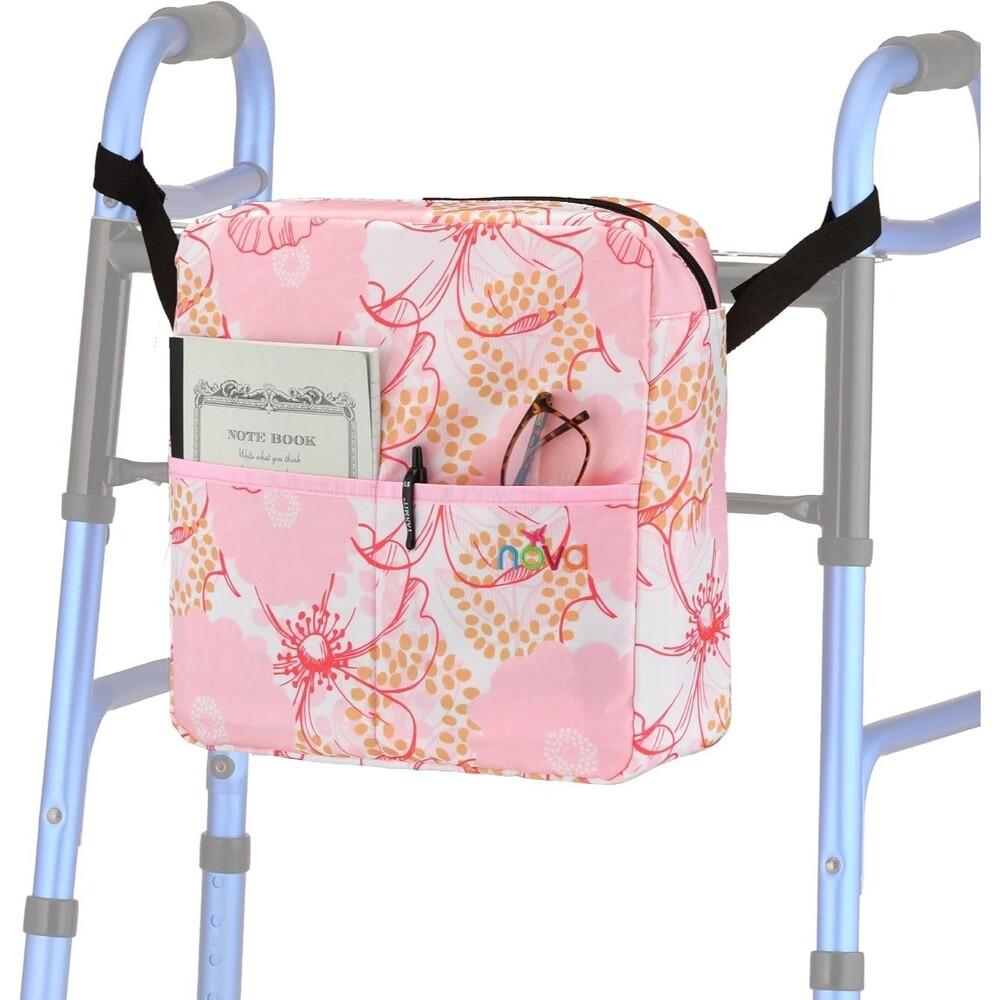 NOVA Walker Bag -Universal Storage Organizer Rollators Walkers Wheelchairs Pink
